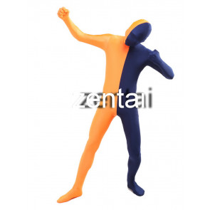 Full Body Yellow And Royal Blue Mixed Colors Spandex Lycra Zentai