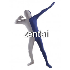 Full Body Gray And Royal Blue Mixed Colors Spandex Lycra Zentai