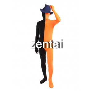 Full Body Black And Orange Mixed Colors Spandex Lycra Zentai