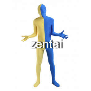 Full Body Yellow And Blue Mixed Colors Spandex Lycra Zentai