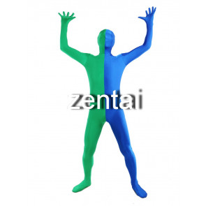 Full Body Green And Blue Mixed Colors Spandex Lycra Zentai