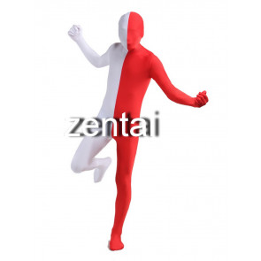 Full Body White And Red Mixed Colors Spandex Lycra Zentai