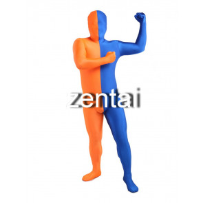 Full Body Orange And Blue Mixed Colors Spandex Lycra Zentai