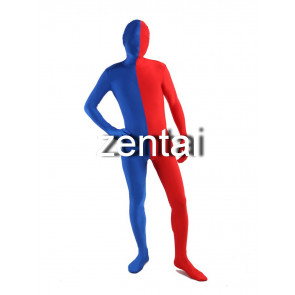 Full Body Blue And Red Mixed Colors Spandex Lycra Zentai