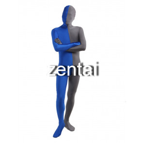 Full Body Blue And Gray Mixed Colors Spandex Lycra Zentai