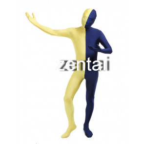 Full Body Yellow And Blue Mixed Colors Spandex Lycra Zentai