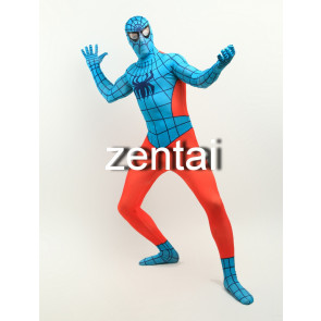 Spiderman Cyan and Orange Color Cosplay Zentai Suit