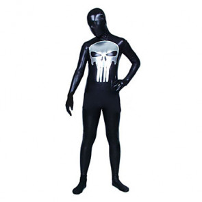 Black and Silver Shiny Metallic Zentai Suit 