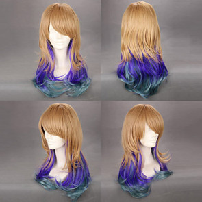 Brown and Purple and Green Gradient 65 cm Punk Lolita Cosplay Wig