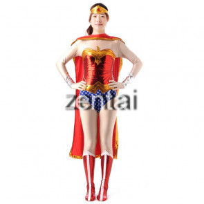 Female Captain America Shiny Metallic Zentai Suit