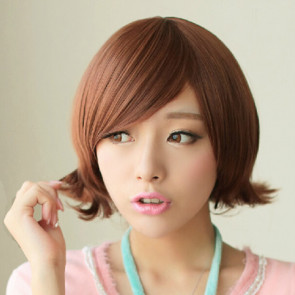 Flax 10in Side Bang Bob Lovely Curly Hair Lolita Cosplay Wig