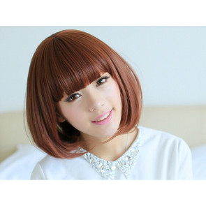 Flax Yellow 14in Full Bang Bob Lovely Short Hair Lolita Cosplay Wig