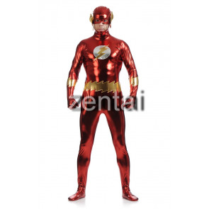 Halloween Flashman Full Body Shiny Metallic Zentai Suit