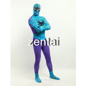 Spiderman Cyan and Purple Color Cosplay Zentai Suit
