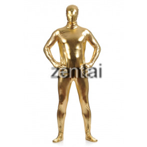 Man's Full Body Golden Color Shiny Metallic Zentai