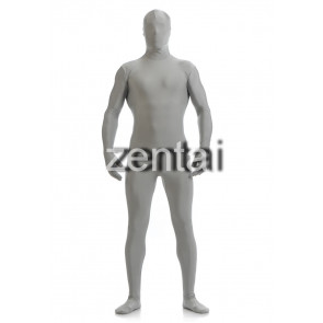 Man's Full Body Light Grey Color Spandex Lycra Zentai