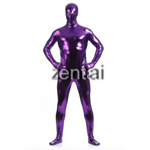 Man's Full Body Purpler Color Shiny Metallic Zentai