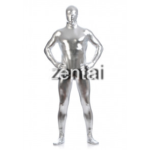 Man's Full Body Silver Color Shiny Metallic Zentai