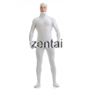 Man's Full Body White Color Spandex Lycra Zentai