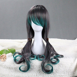 Peafowl Style Gray and Green Gradient 75-80 cm Gothic Lolita Cosplay Wig
