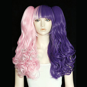 Pink and Purple Mixed Color 60cm Sweet with Fringe Lolita Curly Cosplay Wig