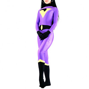 Purple and Black Women Lycra Catsuit