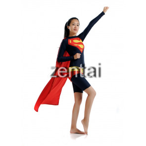 Sexy Female Superman Full Body Spandex Lycra Black Zentai Suit