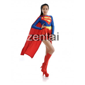 Sexy Female Superman Full Body Spandex Lycra Zentai Suit