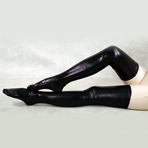 Shiny Metallic Black Long Stockings