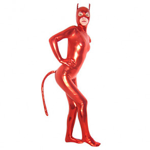 Shiny Metallic Catsuit with Tail