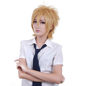 Synthetic Fiber Yellow Short Cosplay Wig 