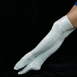 White PVC Unicolor Long Stockings
