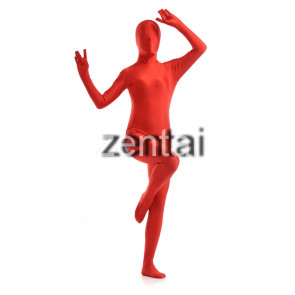 Woman's Full Body Red Color Spandex Lycra Zentai