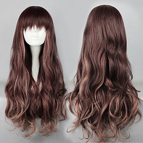 Zipper Brown Mixed Color 75cm SweetLolita Wave Cosplay Wig