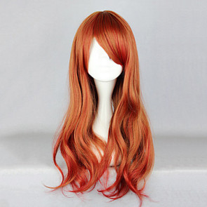 Zipper Brown and Red Soft Wave 65cm Sweet Lolita Cosplay Wig