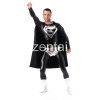 Halloween Superman Full Body Shiny Metallic Black Zentai Suit 