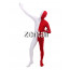 Full Body White And Dark Red Mixed Colors Spandex Lycra Zentai