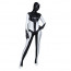 Black and White Shiny Metallic Full Body Zentai