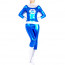 Blue and Silver Shiny Metallic Women Spandex Catsuit