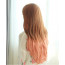 Brown Light Pink 27in Full Bang Long Curly Hair Lolita Cosplay Wig