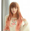 Brown Light Pink 27in Full Bang Long Curly Hair Lolita Cosplay Wig