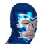 Cyan and Silver Open Eyes and Mouth Shiny Metallic Hood