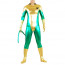 Golden and Green Mixed Color Shiny Metallic Spandex Catsuit with Tail