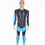 Long Sleeve Black and Blue Spandex Nylon Men's Catsuit