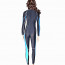 Long Sleeve Black and Blue Spandex Nylon Women's Catsuit