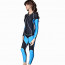 Long Sleeve Black and Blue Spandex Nylon Women's Catsuit