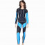 Long Sleeve Black and Blue Spandex Nylon Women's Catsuit