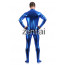 Man's Full Body Blue Color Shiny Metallic Zentai(Front Zipper)