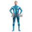 Man's Full Body Deep Sky Blue Color Shiny Metallic Zentai(Front Zipper)