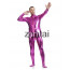 Man's Full Body Fuchsia Color Shiny Metallic Zentai(Front Zipper)